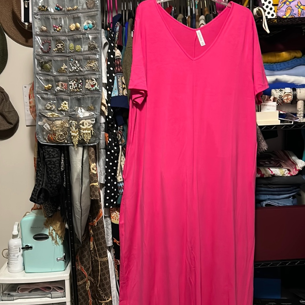 Plus Size Hot Pink Maxi Dress